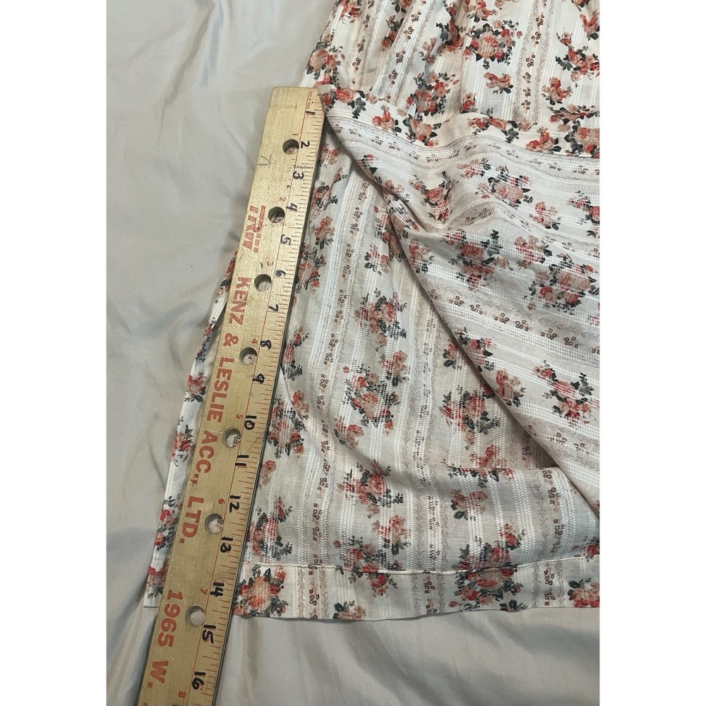NWT A Loves A Tie Scoop Neck Short Puff Sleeve Floral Belted Midi Dress Large - Picture 3 of 12